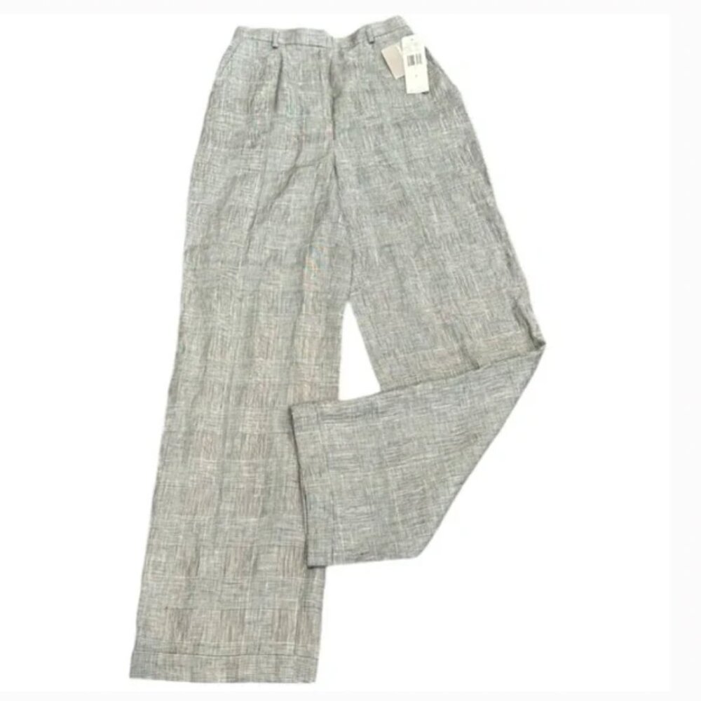 JONES NY Black and White Glen Check Plaid Trousers